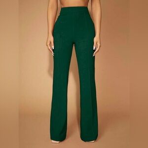 Elegant Green Women's Pants Minimalist Office Old Money Trousers Chic Sexy Work